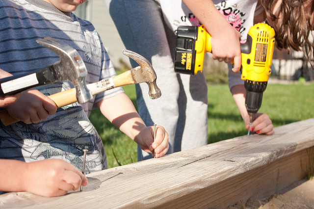 Kids using tools Kids Driving nails